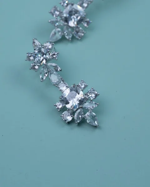 Crystal Drop Earrings, Pale Blue