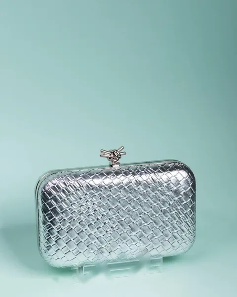 Woven Clutch, Silver