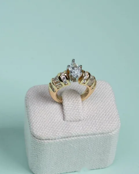 Marquise Ring with Baguettes, Gold