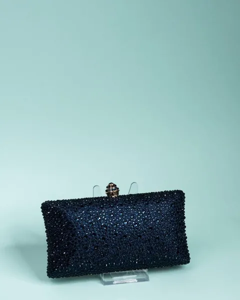 Crystal Box Clutch, Black