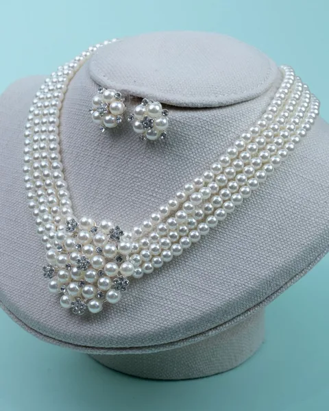 Pearl Multi-strand Set with Crystal Flower