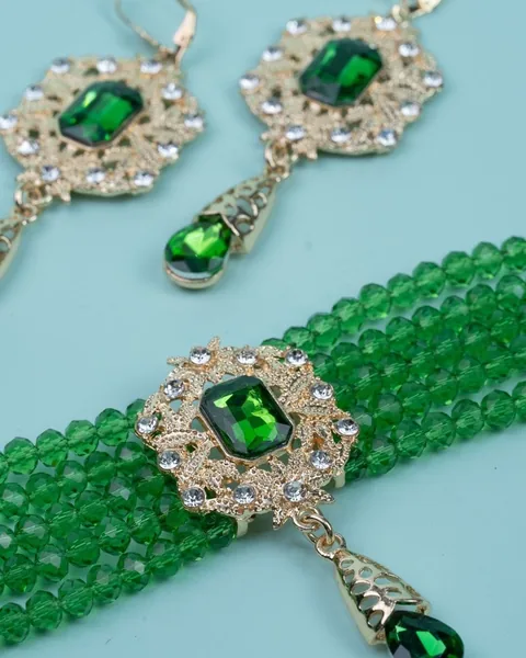 Bead Choker Set, Green