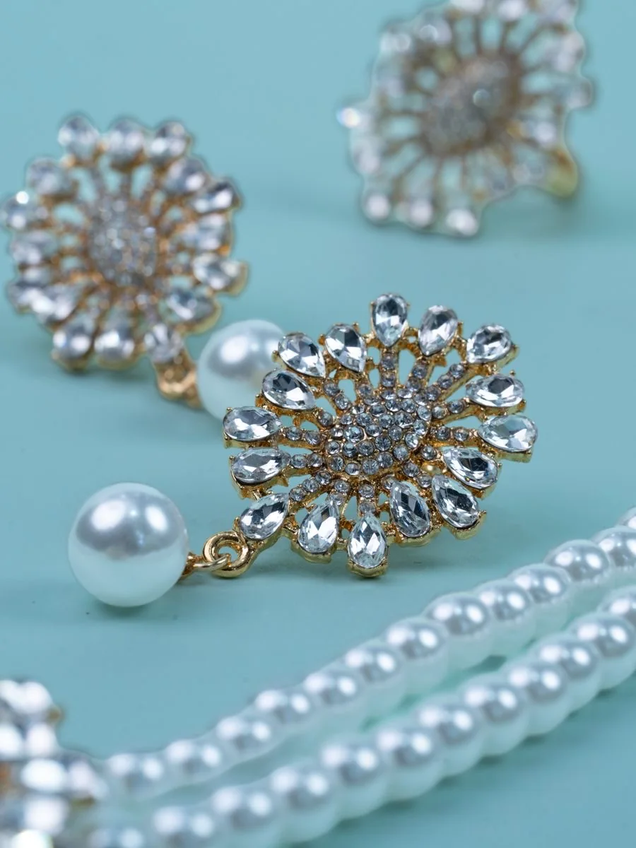 Pearl and Crystal Sunflower Set — 3