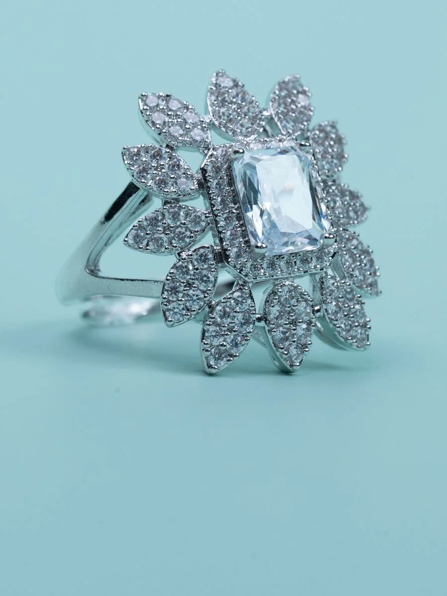 Emerald-cut Crystal Ring