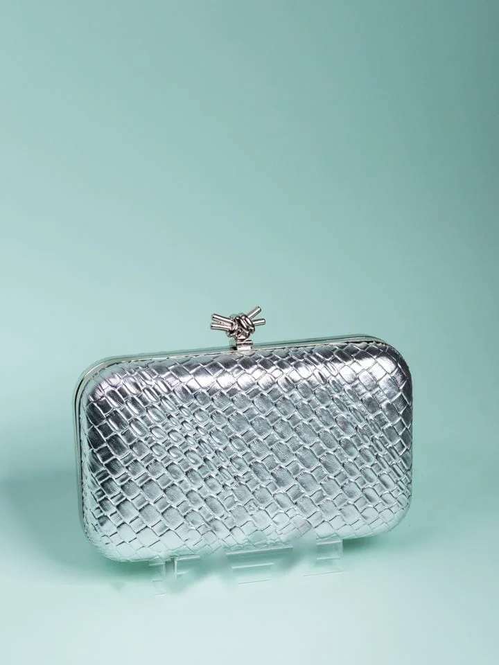 Woven Clutch, Silver