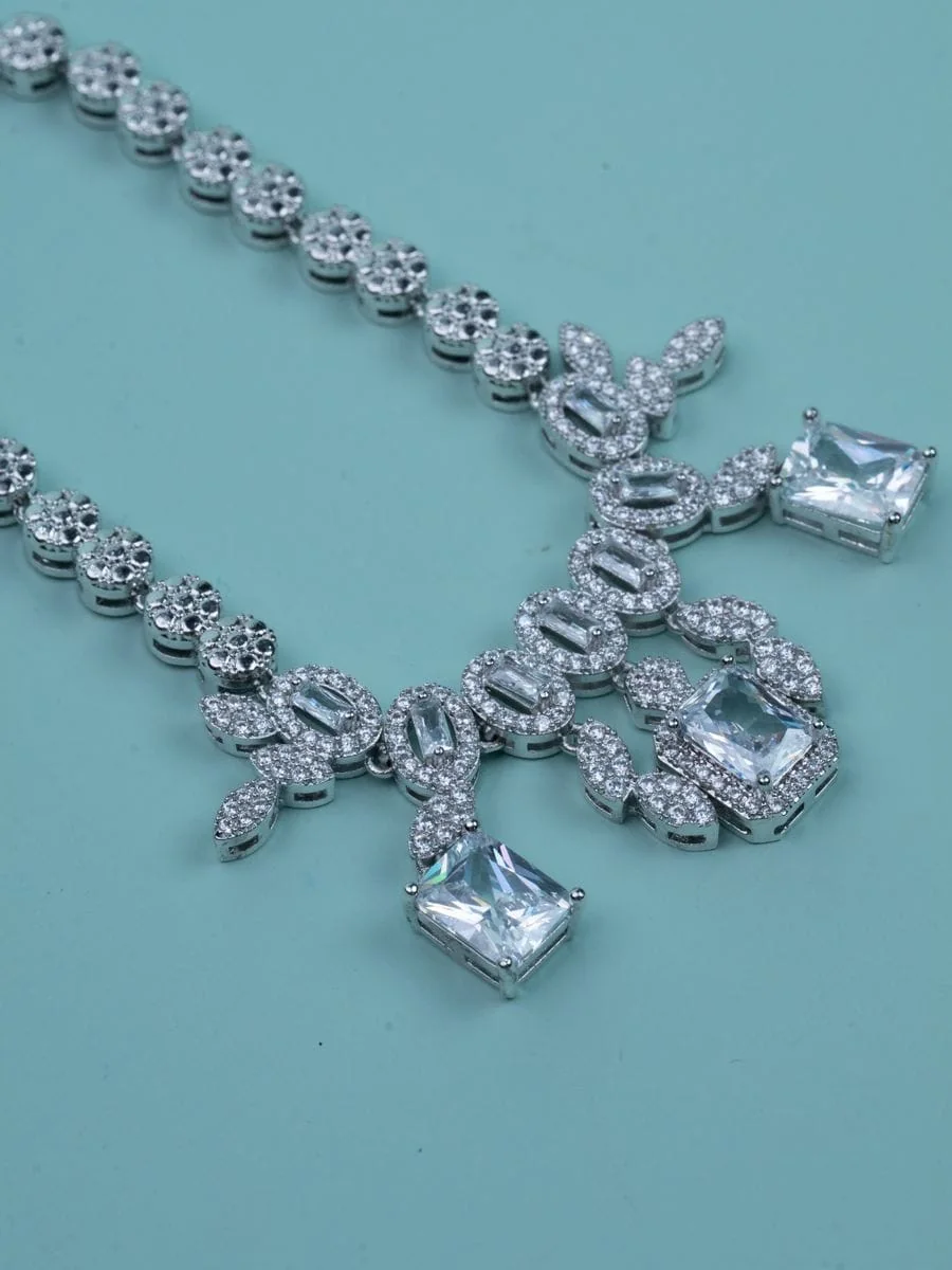 Crystal Necklace, Square Drops